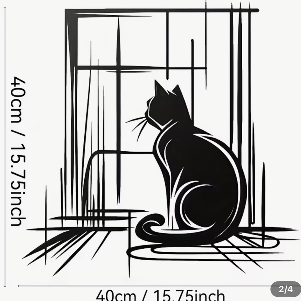 Metal Black Cat Wall Art